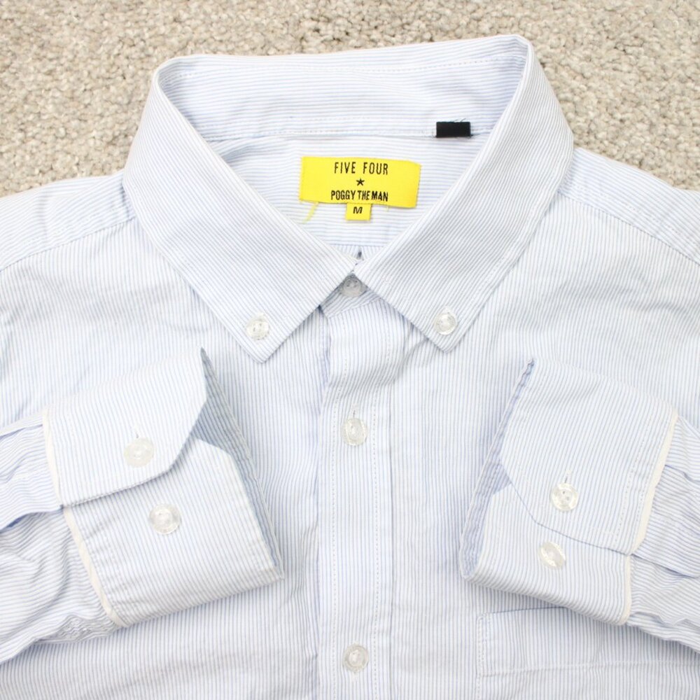 Five Four Poggy The Man Shirt Mens Medium Blue 100% Cotton Long Sleeve Button